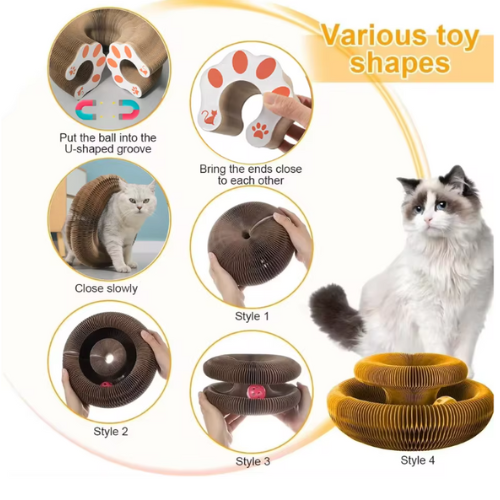 Magic Cat Scratch Organ Board – Rond Kattenkrabspeelgoed met Bal & Klimfunctie