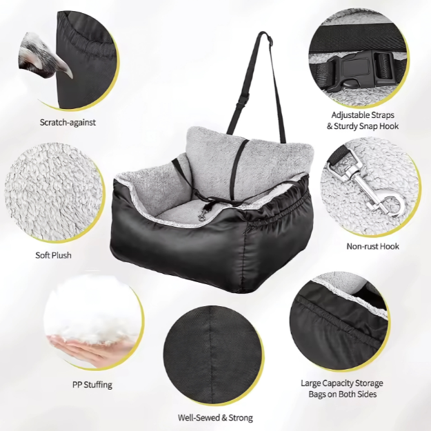 Washable Dog Car Seat – Adjustable for Large & Medium Dogs