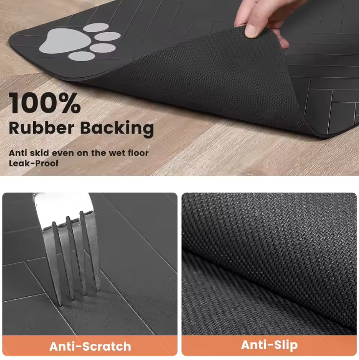 Voermat voor Hond of Kat – Antislip & Krasbestendig met Waterdichte Rubberlaag