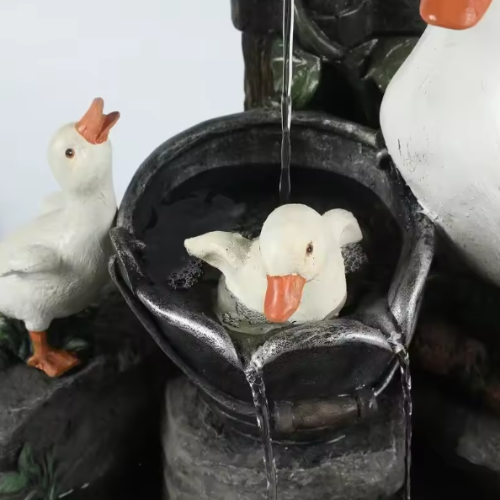 Solar Powered Squirrel & Duck Patio Fountain – LED Solar Garden Decoration
