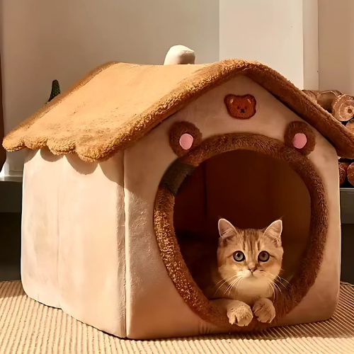 Foldable Cat House - Washable &amp; Removable for Pets