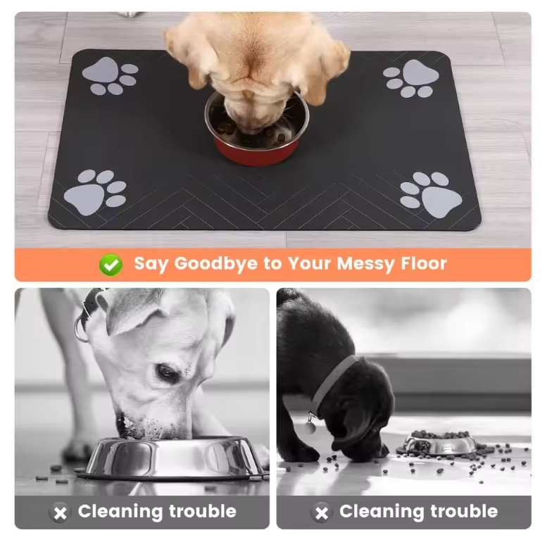 Voermat voor Hond of Kat – Antislip & Krasbestendig met Waterdichte Rubberlaag